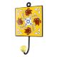 Yellow Base Brown Leaf Flower Ceramic Tile Hook